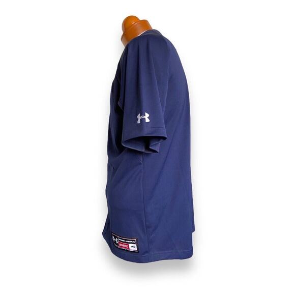 Under Armour Mens Jersey Sz M Navy Blue Baseball Short Sleeves Button Front - Picture 4 of 7